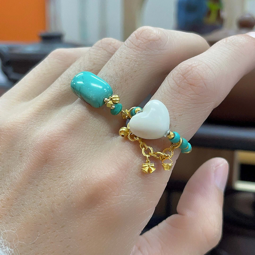 臻和|绿松石戒指配饰18k金复古国风气质百搭时尚潮流手工1210