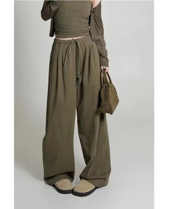 夏季薄款宽松纯色休闲三件套垂感高腰直筒时尚显瘦气质