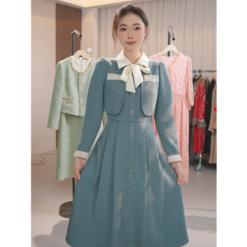 Y1517秋季新款连衣裙优雅气质时尚收腰显瘦秋冬设计感