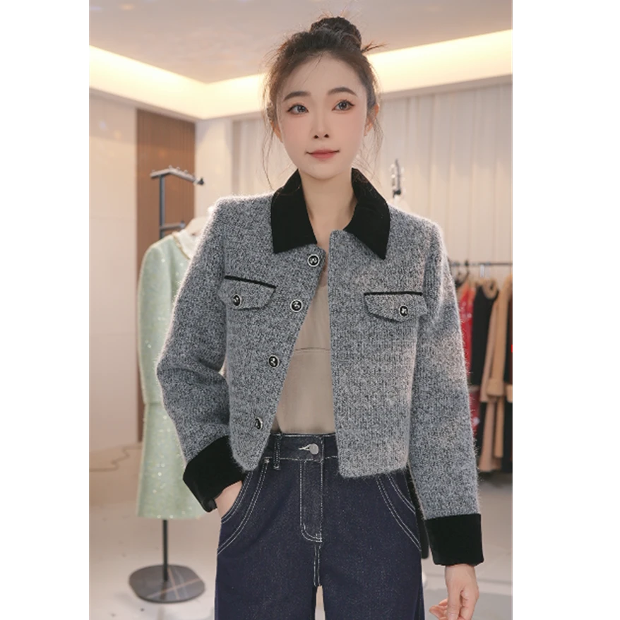 W2261高级感时尚气质小香风短外套女款洋气套装秋冬