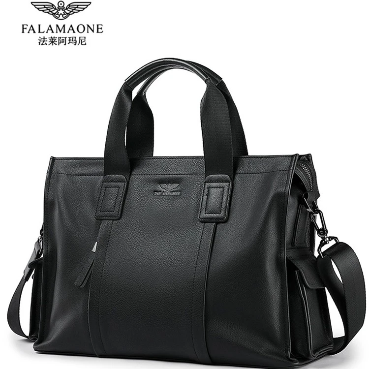 法莱阿玛尼牛皮男单肩斜跨包公文电脑包高档休闲时尚百搭简约质感