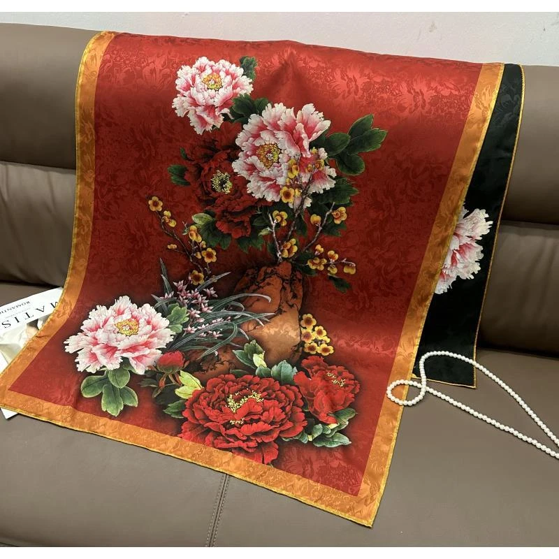 K(绿扣)xys-380【春兰秋菊】 暗纹提花 香韵沙长巾70*180