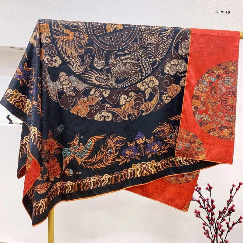 xys-25 【福寿双全】 提花 龟裂纹 镂空 香韵纱140*140方巾