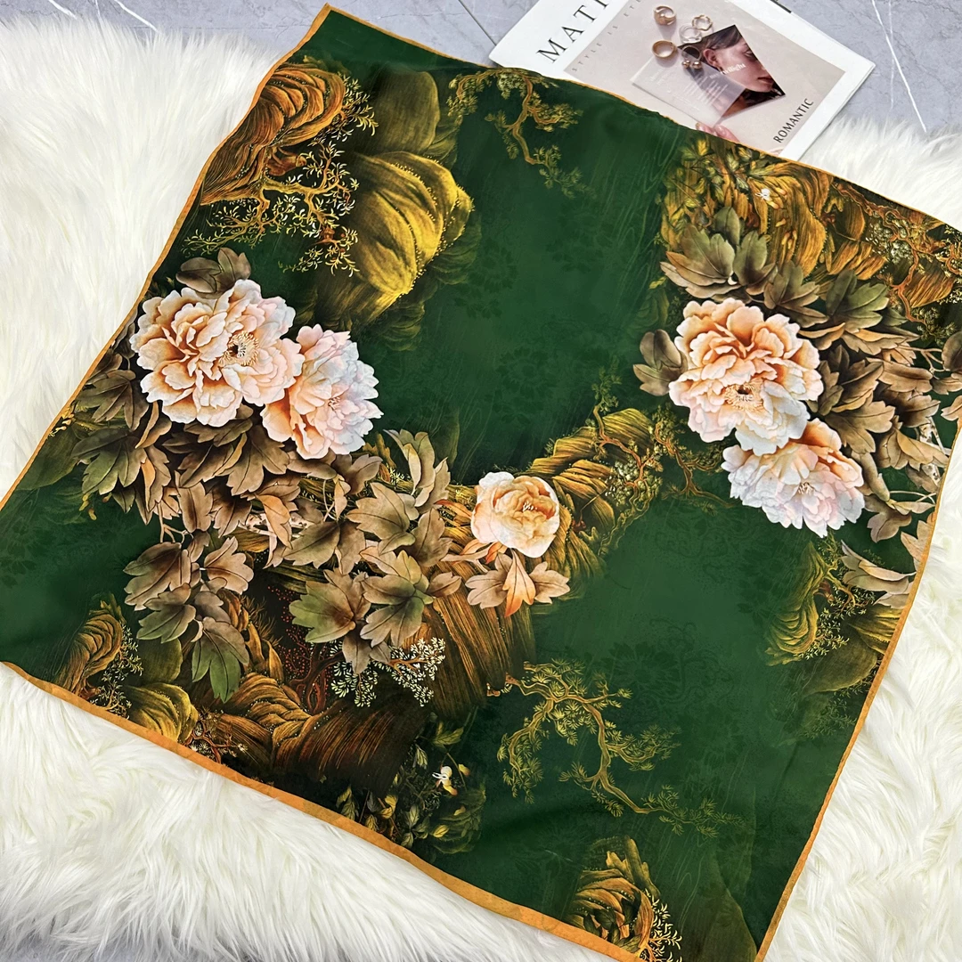 xys-332 香云纱 方巾70*70 镂空 翠绿锦绣