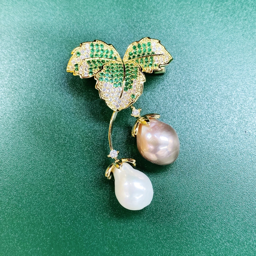 铜合金胸针 跨境欧美葡萄胸针胸花精致优雅小众重工轻奢古风绿色
