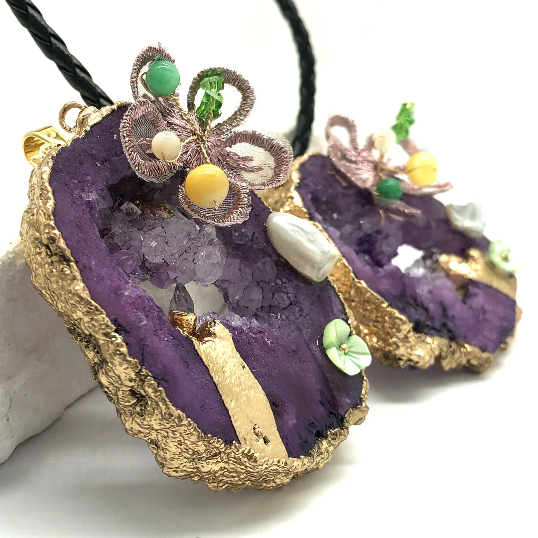 钛钢项链 异象专属跨境创意多功能吊坠胸针手工紫色胸针吊坠项链