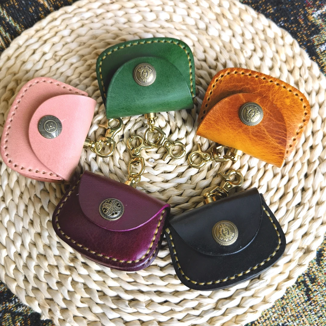 【古道】头层牛皮手工耳机挂包收纳包