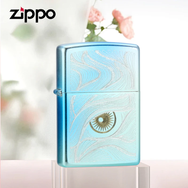ZIPPO打火机正版 精雕秋水含睛-渲紫色男士送礼个性防风DY9802DK