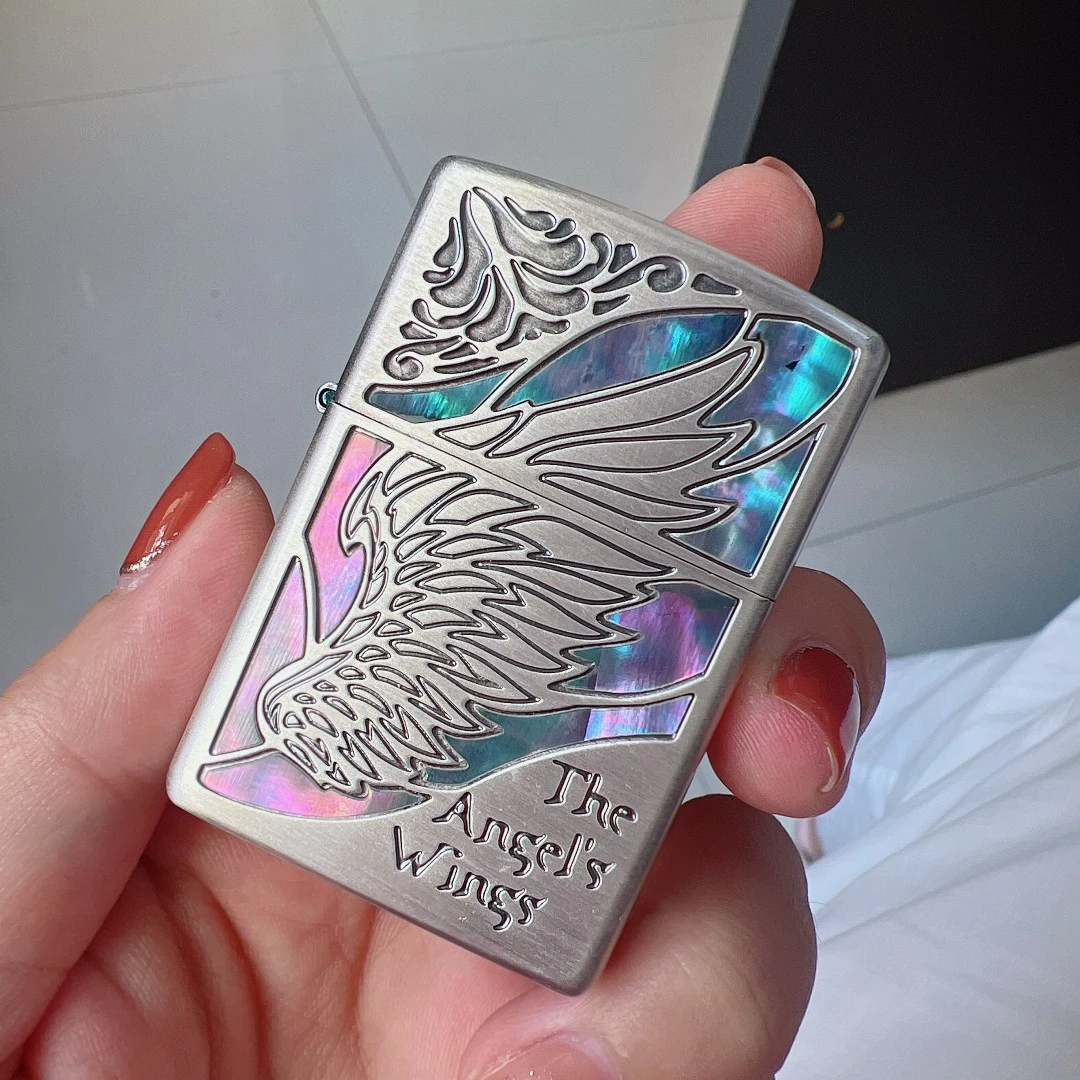 ZIPPO打火机DIY205个性彩贝古银羽毛单面天使之翼送礼新008