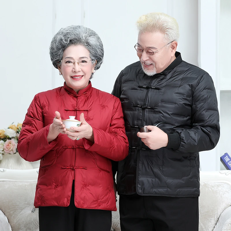 拾福中老年唐装男女情侣款外套爷爷奶奶冬季衣服中国风保暖中式