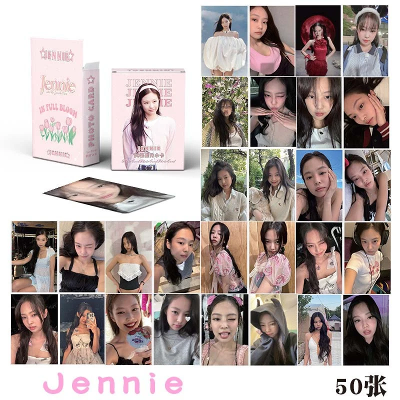 金智妮镭射小卡 明星双面3寸卡jennie周边自印非正版LOMO小卡50张