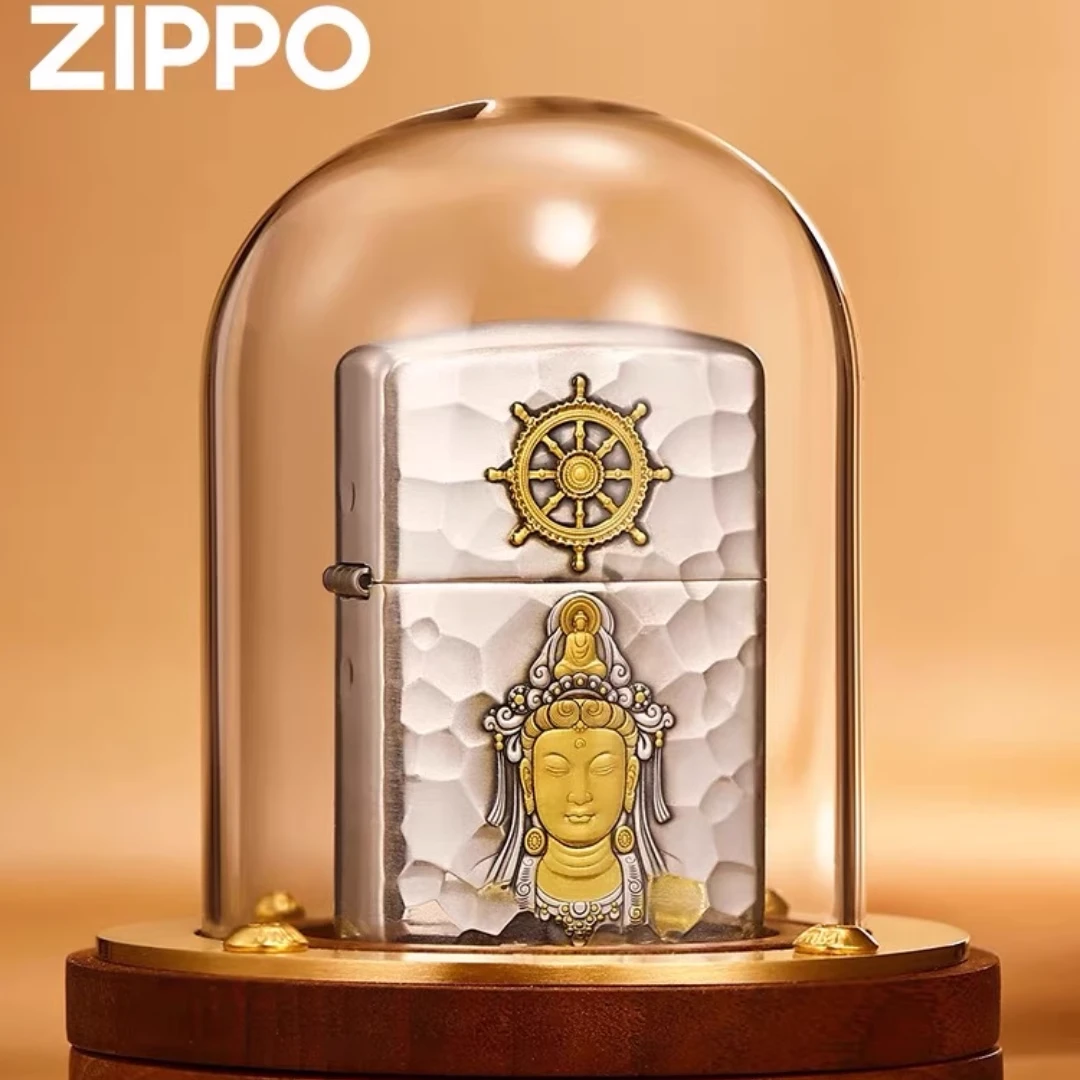 zippo打火机正品蚊子大师925银盔甲镶24金观心鎏金盏金DY9918FD