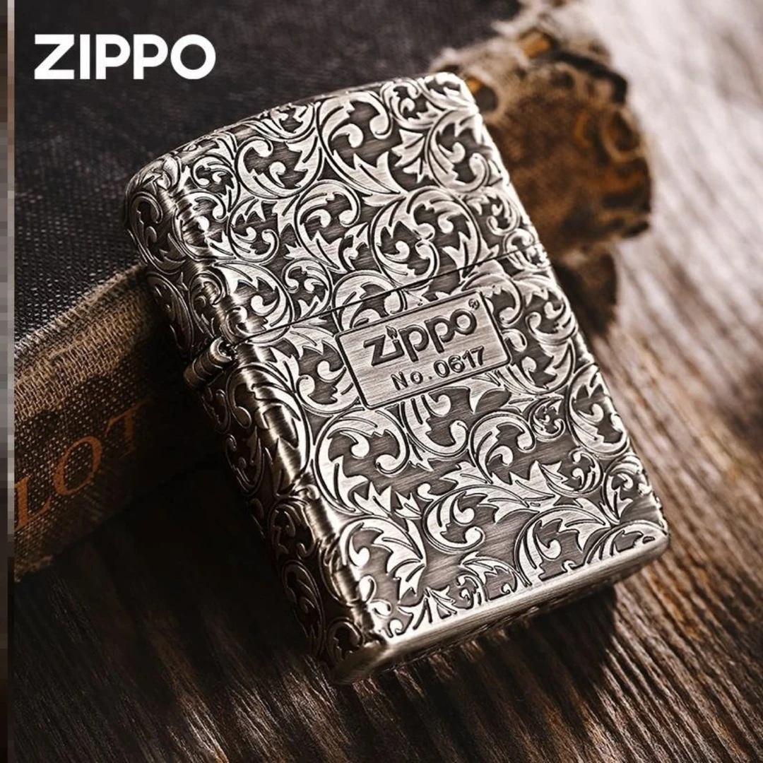 zippo打火机正版千语盔甲熏银5面唐草之宝煤油防风送男友DY9912DK