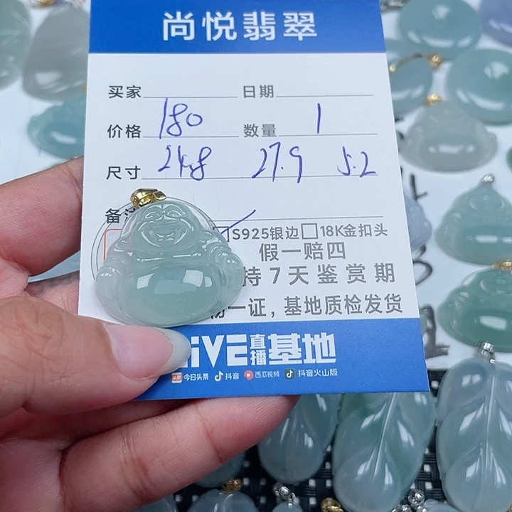 翡翠颈饰银S925镶嵌天然翡翠吊坠