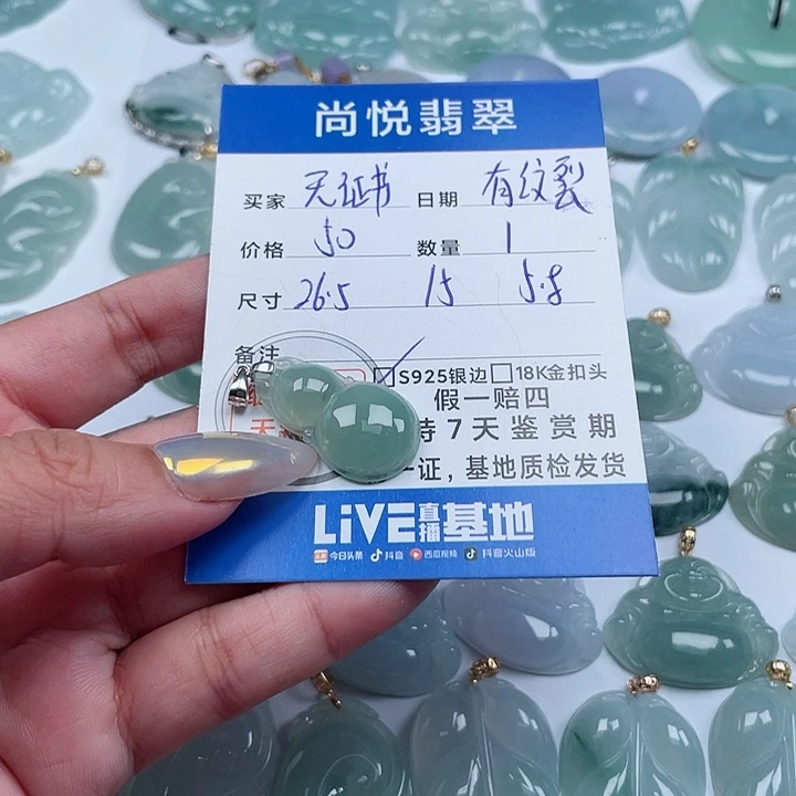 翡翠颈饰银S925镶嵌天然翡翠吊坠