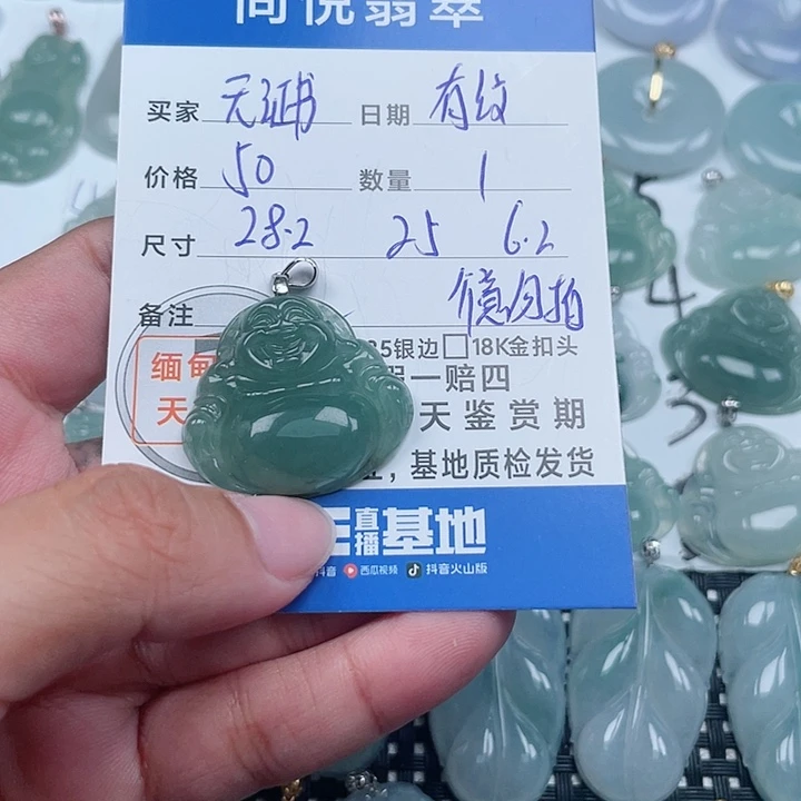 翡翠颈饰银S925镶嵌天然翡翠吊坠