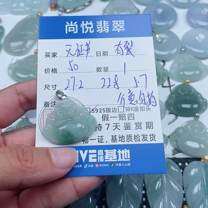翡翠颈饰银S925镶嵌天然翡翠吊坠