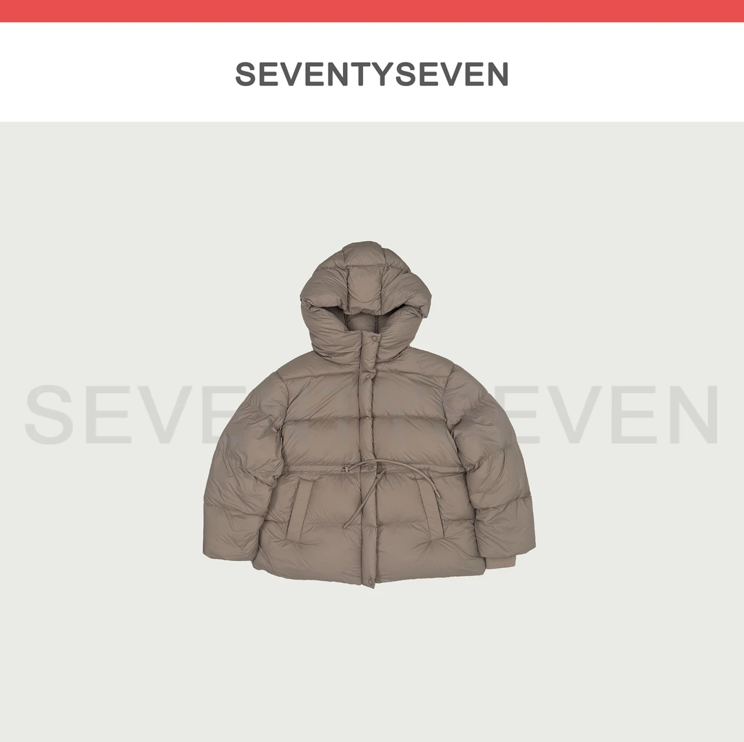 C714 C715#秋冬新款腰部抽绳连帽羽绒服外套