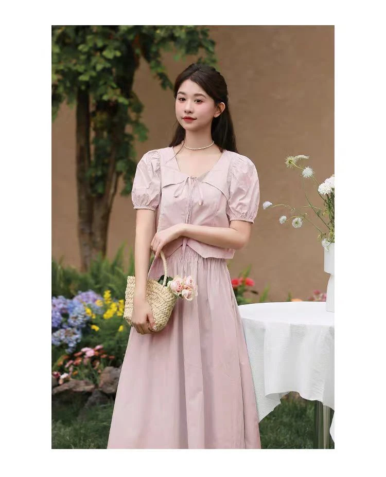 现6028-7#学院风超仙套装女夏新款短款上衣高腰半身裙学姐两件套