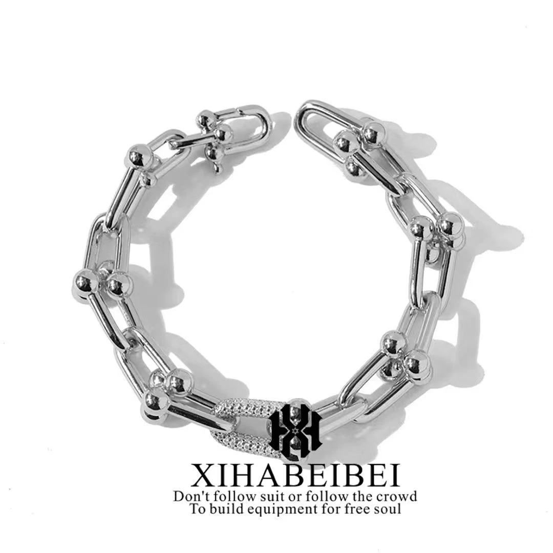 925银莫桑石手链 轻奢时尚个性拼接925莫桑T佳U形手链