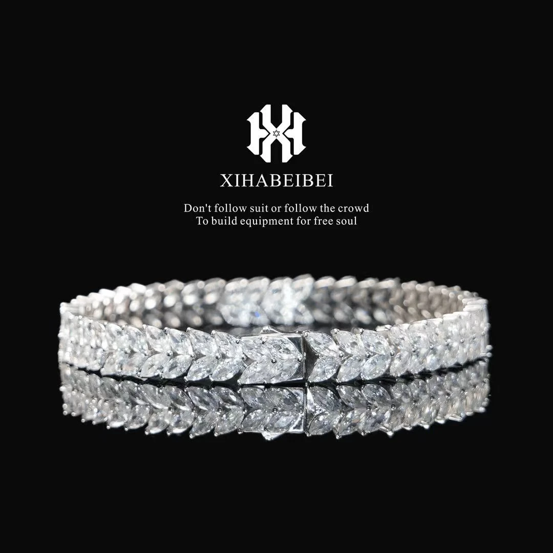 925银合成锆石手链 气质白色轻奢时尚镶嵌满钻豪华羽毛手链