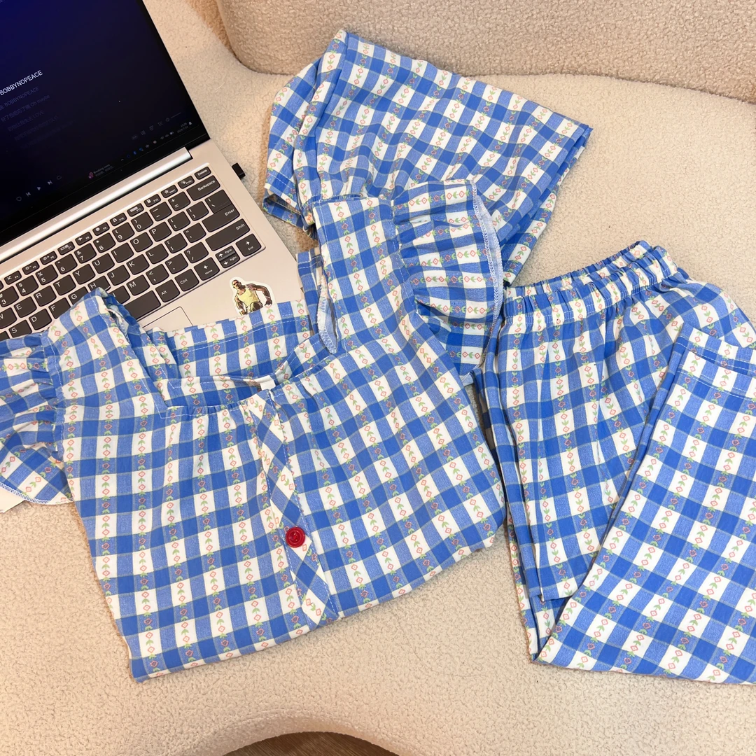 2024夏季新款流行居家女生睡衣套装时尚宽松韩版休闲气质睡衣套装