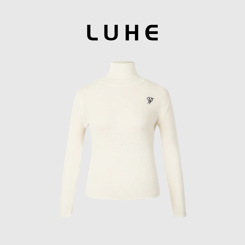 LUHE【LUHE限定打底】hehe私服-刺绣logo款百搭高领修身针织