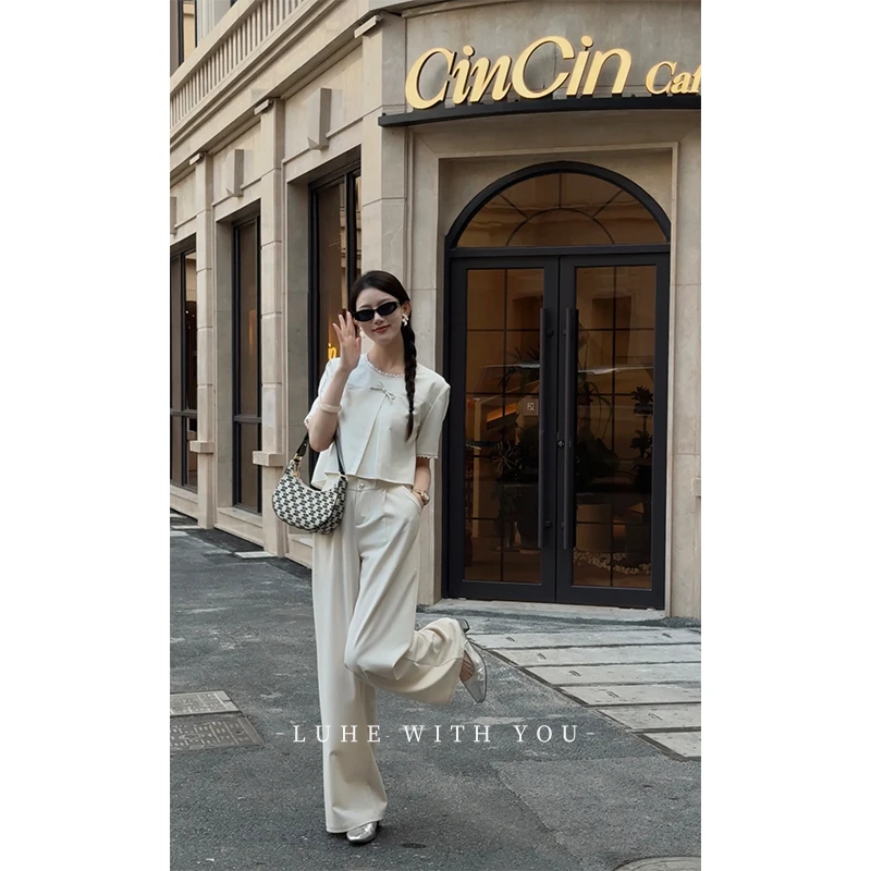 LUHE【柏莉安】hehe私服—静雅千金蕾丝拼接蝴蝶结装饰半裙