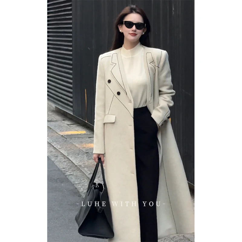 LUHE【霍格沃滋】hehe私服-70羊毛定制小众设计感廓形正肩挺括大衣