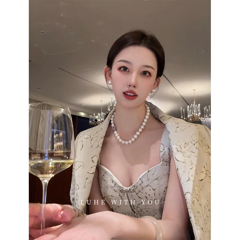 LUHE【栀子青】雪尼尔阔版西装外套羽绒服买手店碧山绿鱼尾裙三件套