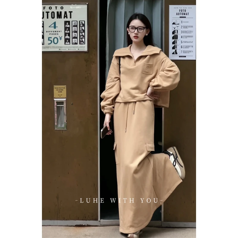 LUHE【曼哈顿秋】轻奢休闲风-品牌yu用高克重大翻领慵懒工装风套装