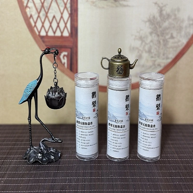 【145片】鹅梨无粘粉盘香 x 3桶+大公鹤香炉（红头鹤）鸿运当头+茶壶