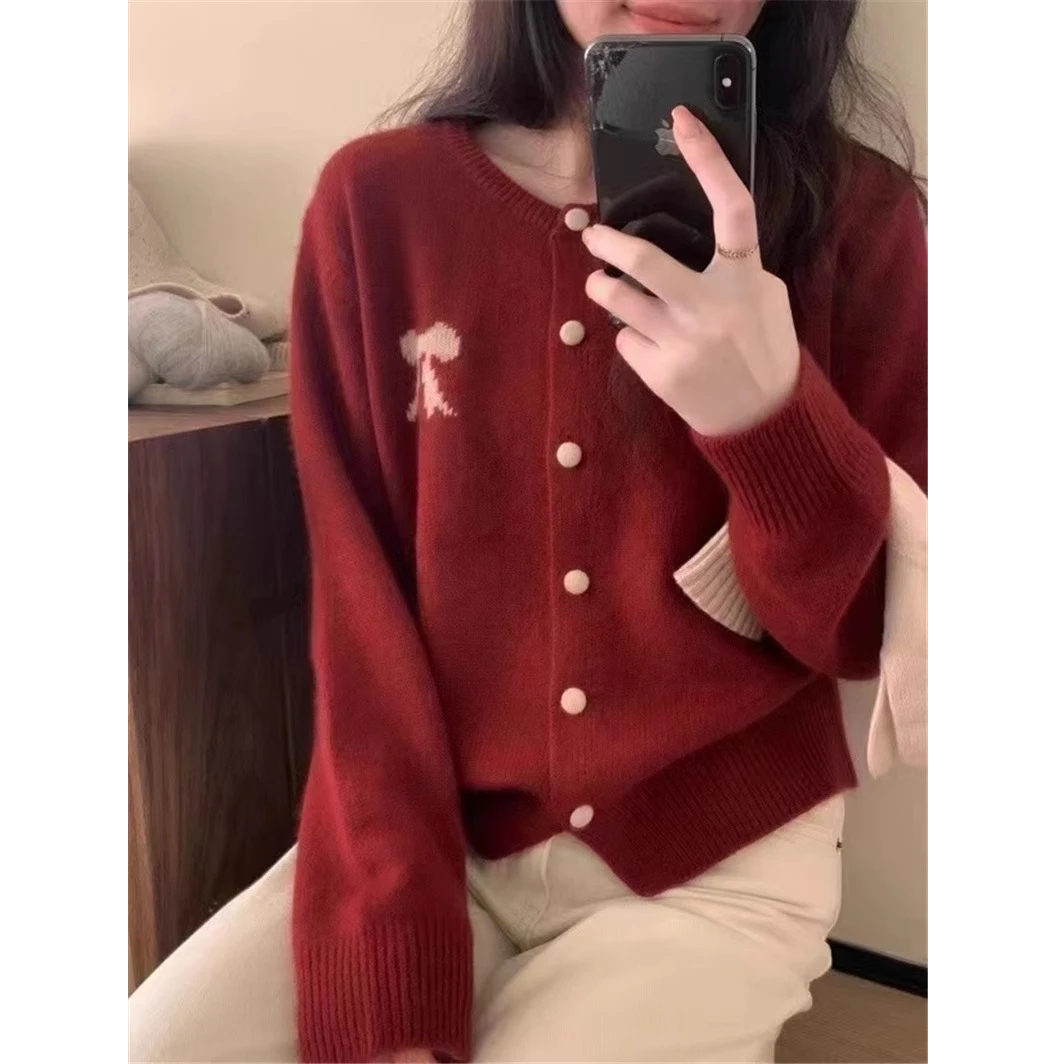 3564蝴蝶结针织开衫女春季超好看内搭上衣今年流行毛衣外套