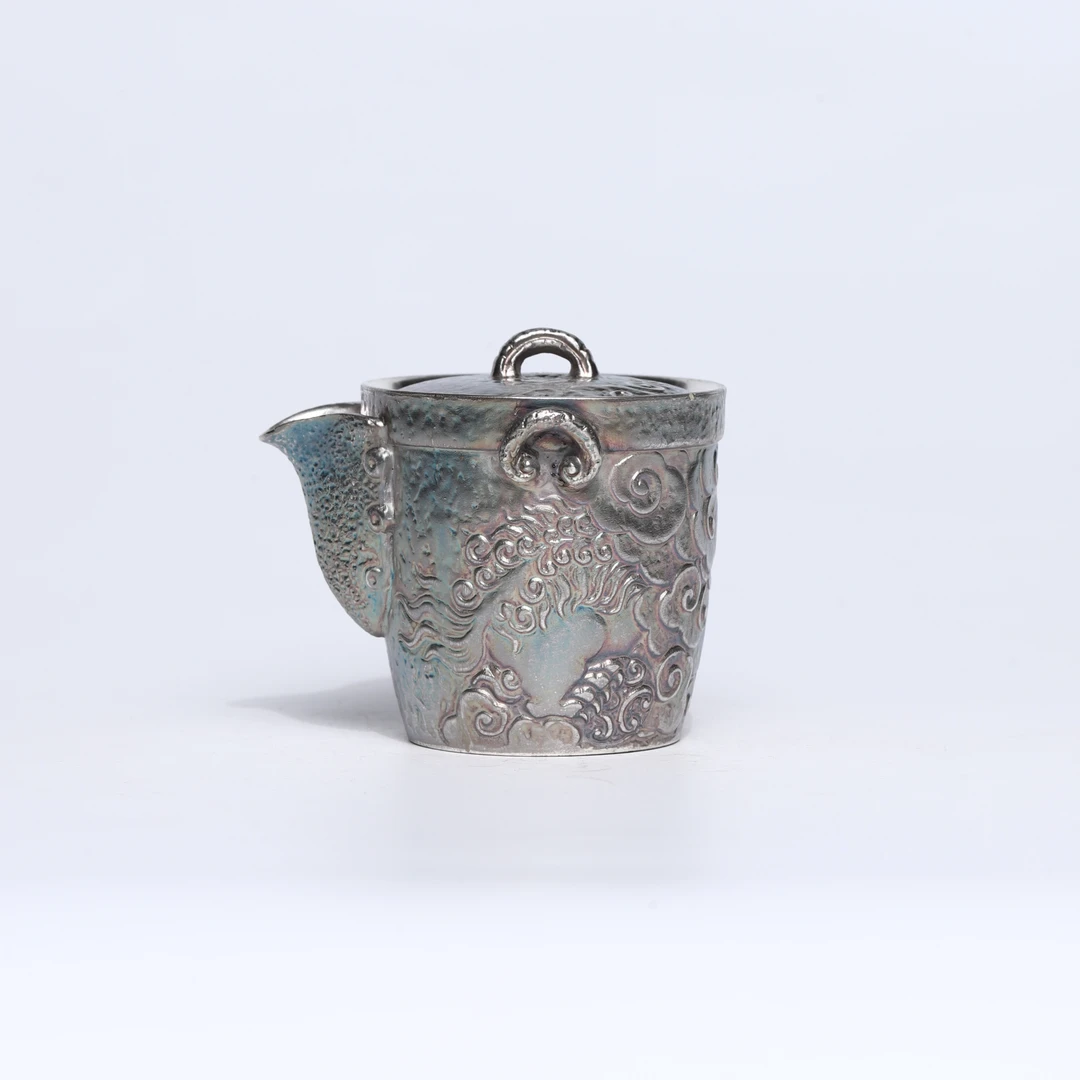 【非遗茶空间】鎏银万彩-麒麟祥云-宝瓶  中式茶具 茶具