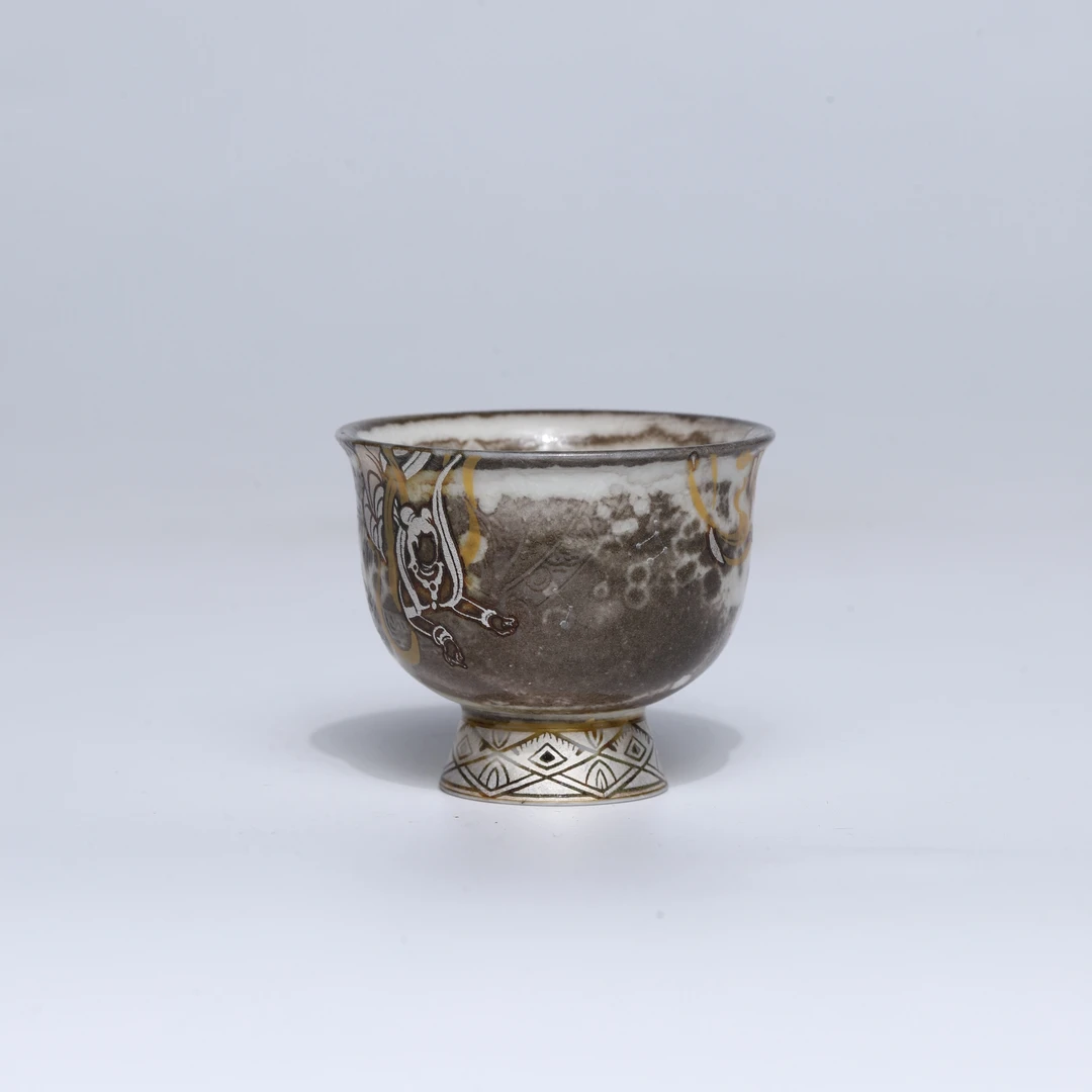 【非遗茶空间】柴烧飞天敦煌高足杯 中式茶杯茶具茶器