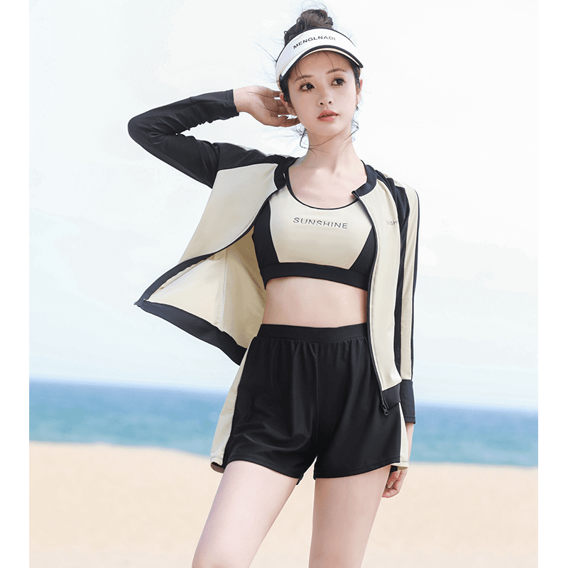 2024新款泳衣女冬分体罩衫防晒保守长袖裤五件套速干运动冲浪泳装