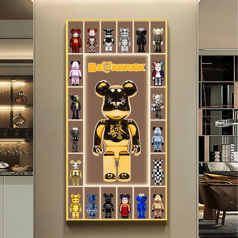 暴力熊卡通动漫插电氛围灯现代轻奢玄关画家居挂式立体墙壁装饰画