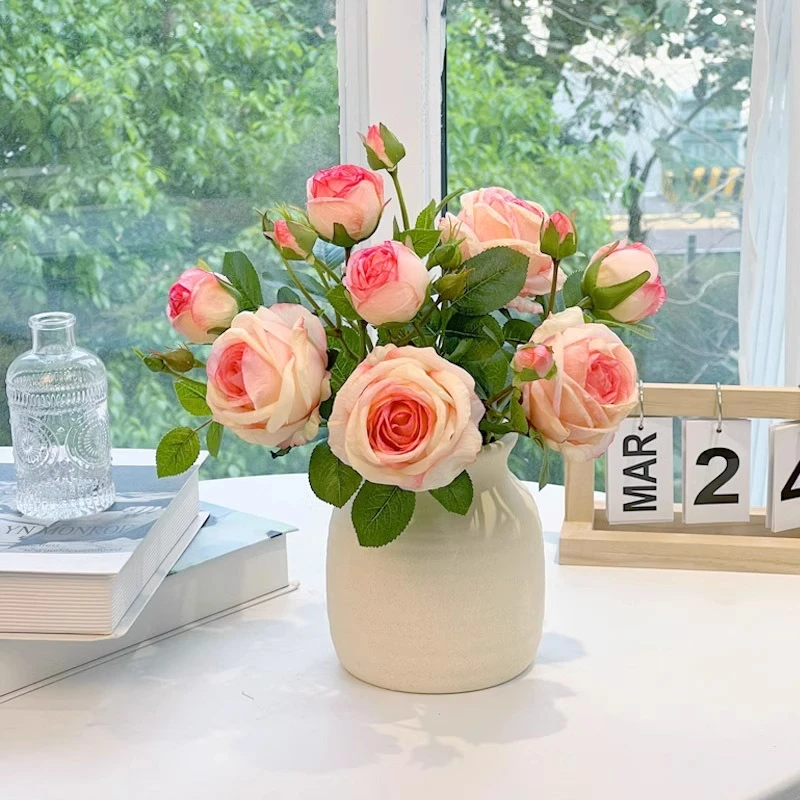 轻奢风高级感仿真花假花轩雅玫瑰插花客厅餐桌摆件插花假花仿真花