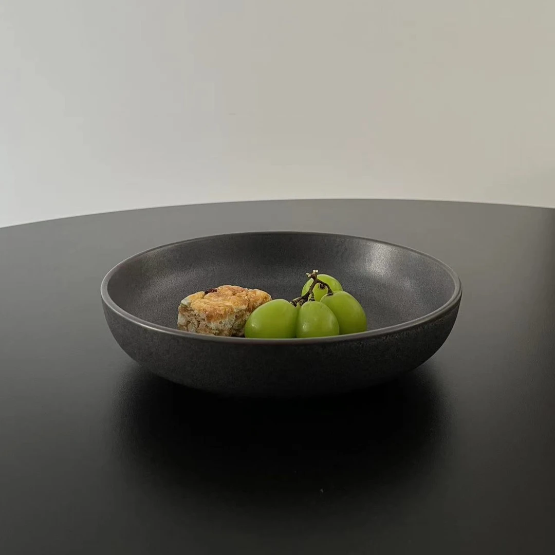 p281 复古陶瓷深盘8.5寸哑光汤菜盘麻点沙拉盘 微瑕 凑满20发货