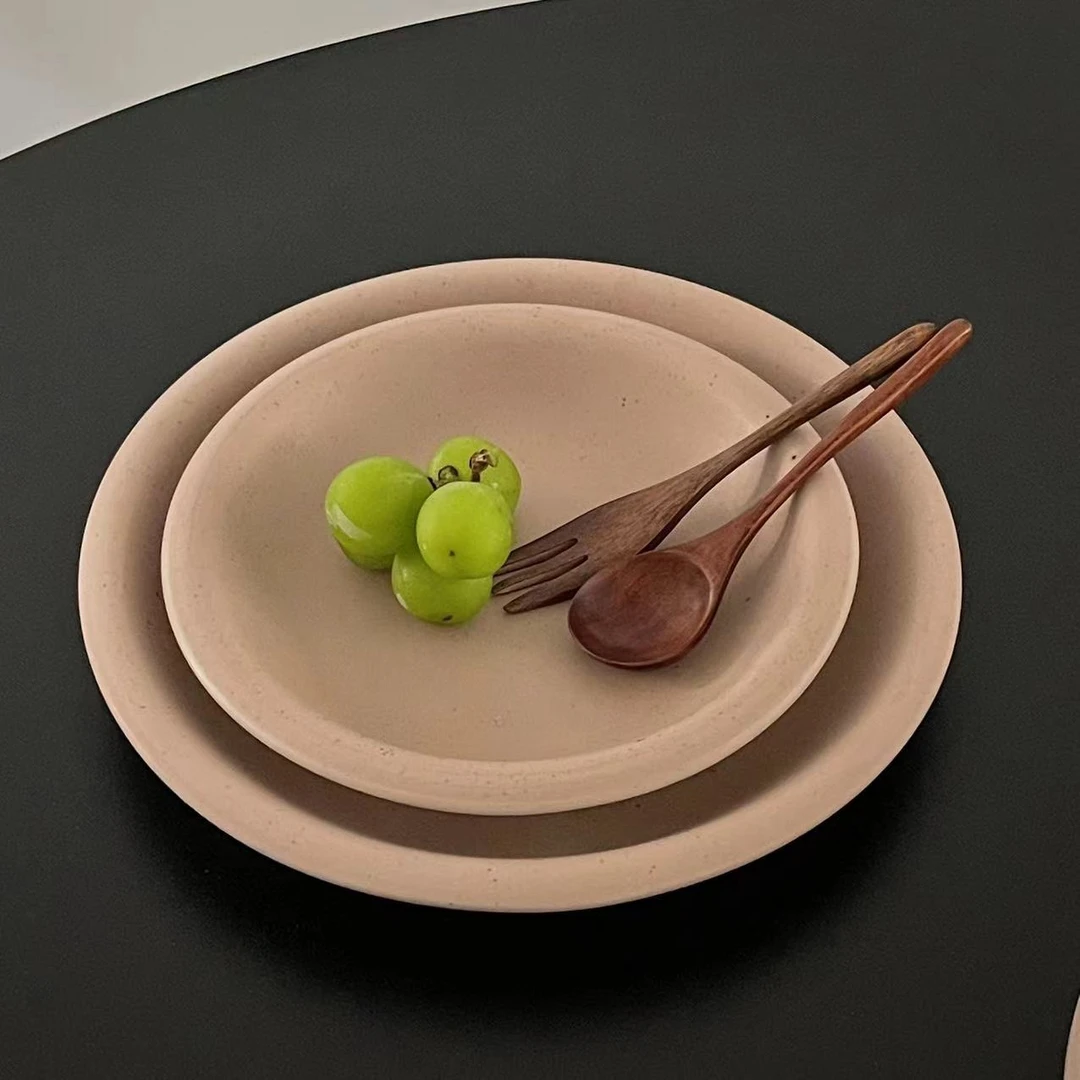 p288 极简陶瓷菜盘厚边哑光西餐盘ins麻点水果盘 微瑕 凑满20发货