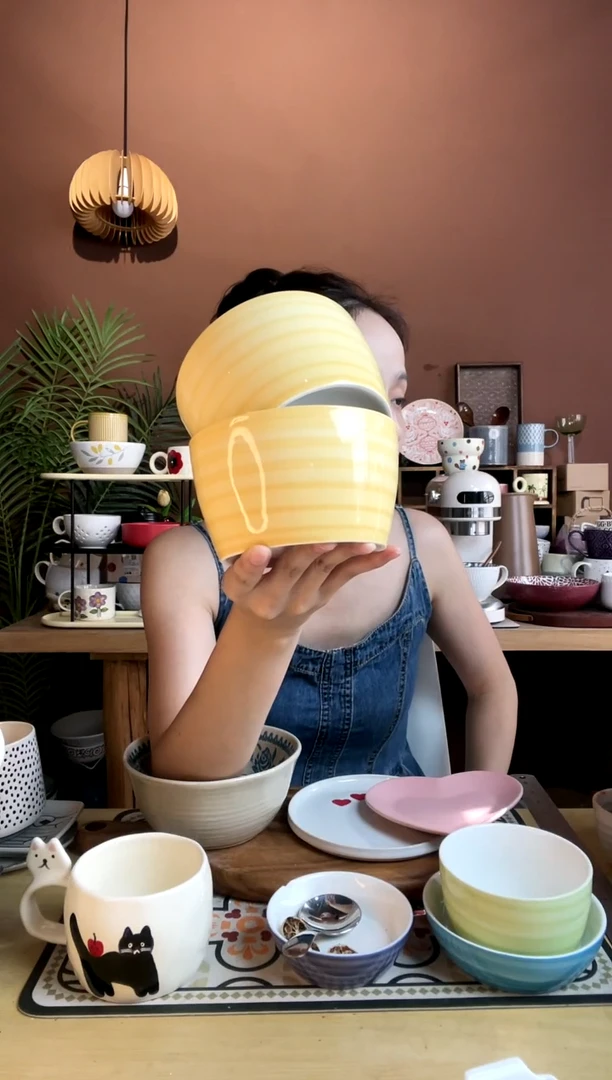 【闪购商品】杯黄色米饭碗2只 微瑕 凑满20发货