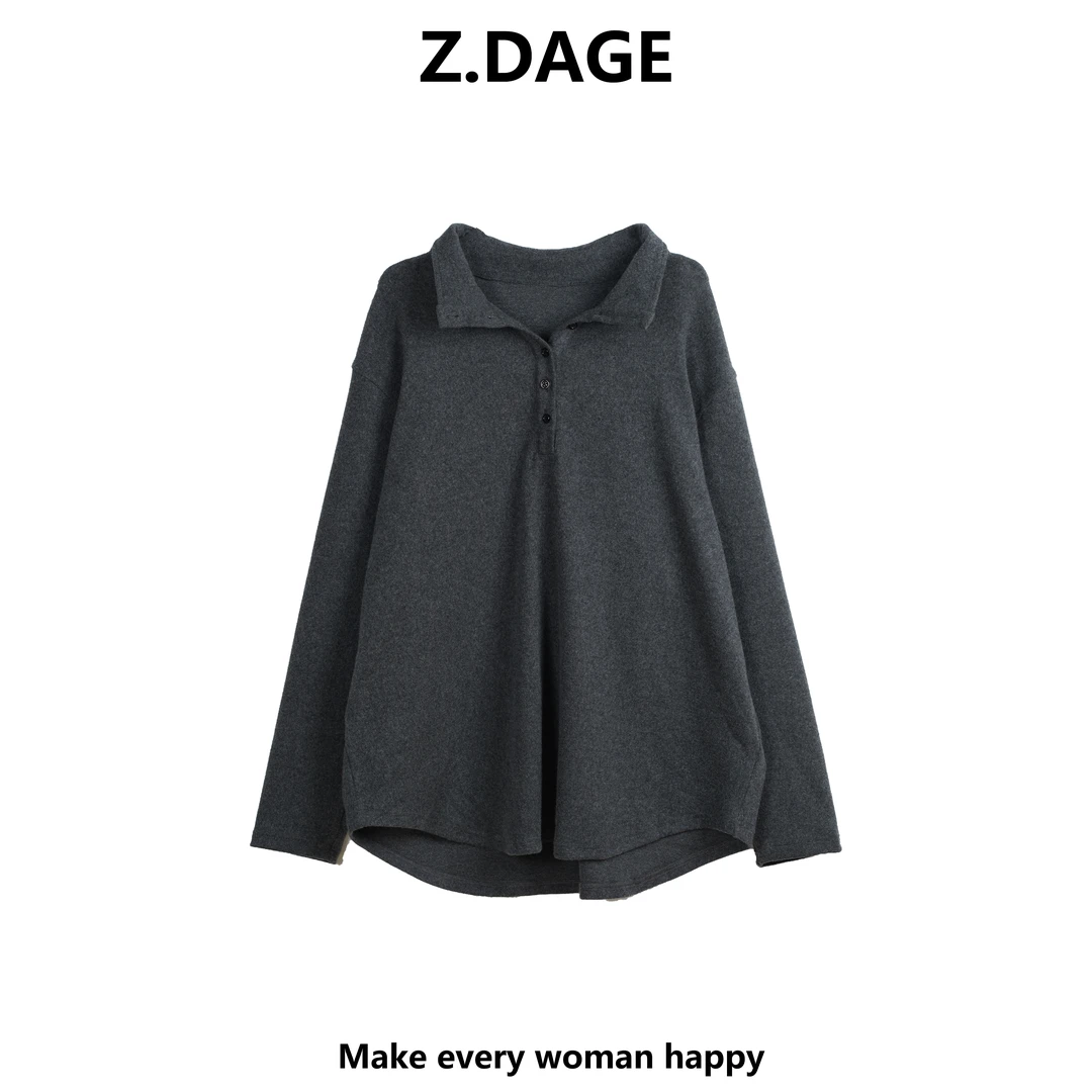 Z.DAGE【冬日气息】极简风立领长袖毛衣女秋冬热力感休闲上衣-23750