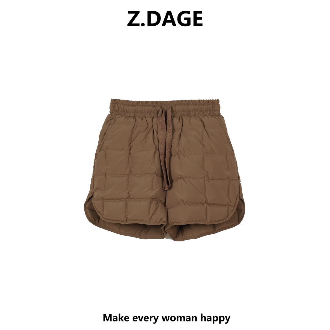 Z.DAGE"特立独行“时尚新款休闲纯色百搭显瘦阔腿羽绒短裤女-22031