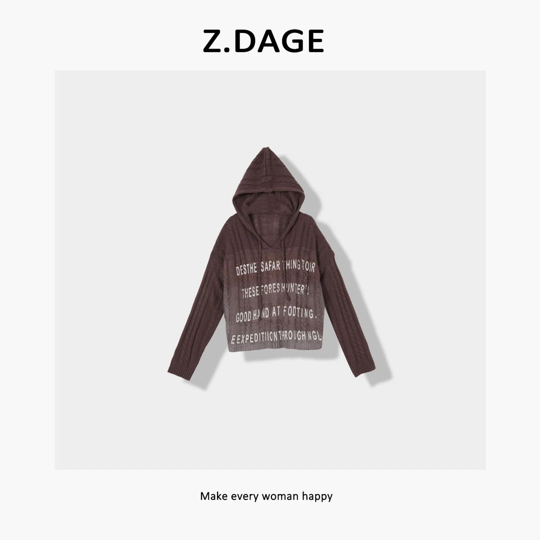 Z.DGAE'巴塞罗那‘’连帽毛衣女秋季时尚休闲百搭显瘦上衣-19002
