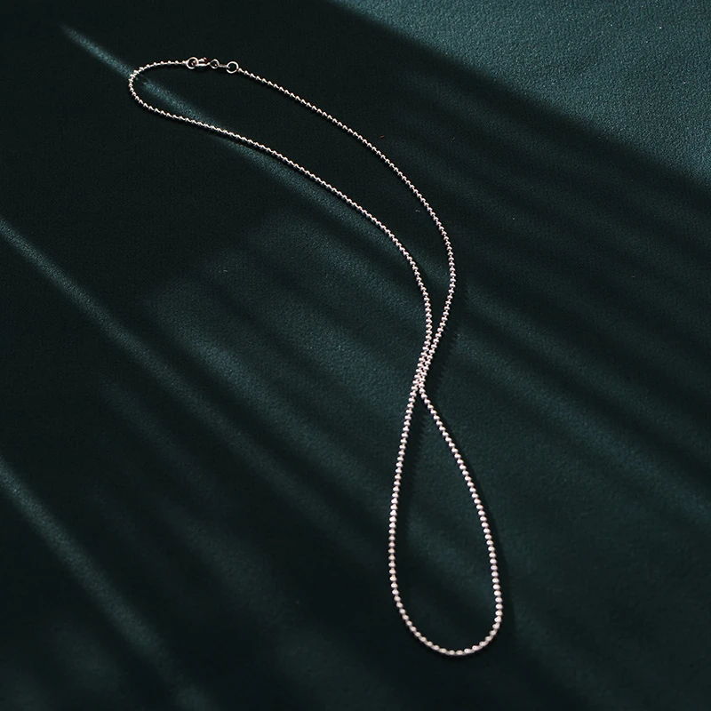 泰光银楼 链子925银 小米银项链圆珠银链吊坠配链 约7.5克百搭