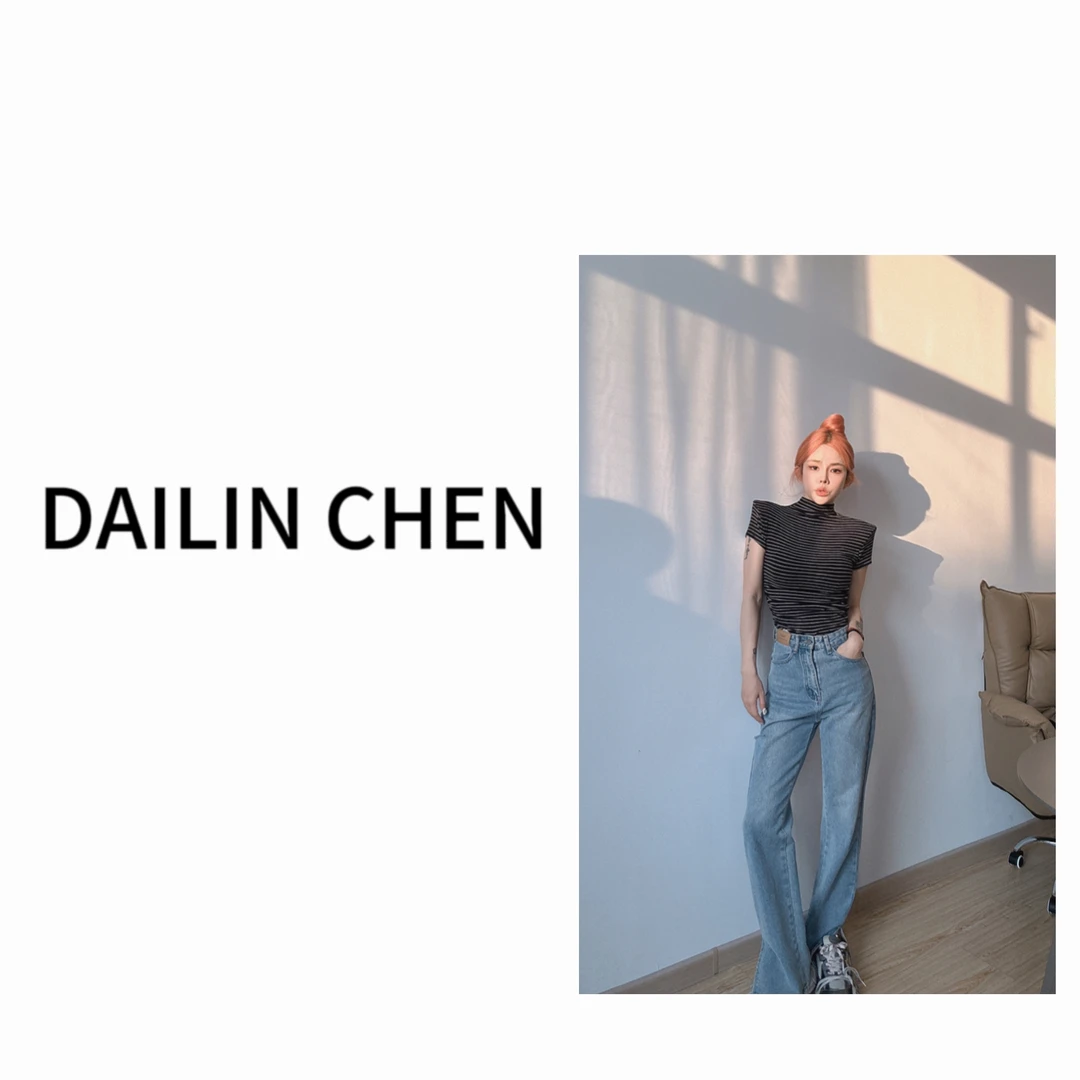 陈黛黛【无限回购】辣妹半高领修身褶皱小蛮腰T恤