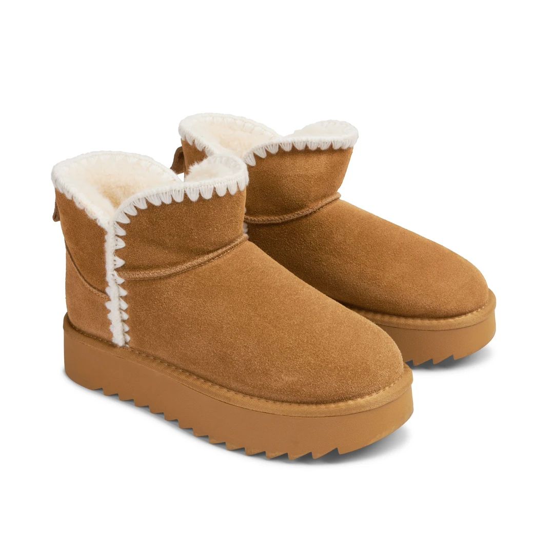 【24秋冬款】Toomanyshoes雪地靴暖宝宝棕色靴子毛毛鞋厚底短靴