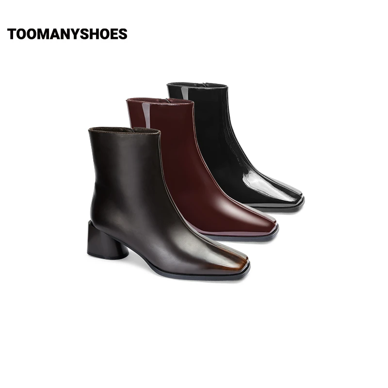 Toomanyshoes靴子吸金法则瘦靴方头高跟气质时尚百搭瘦瘦靴