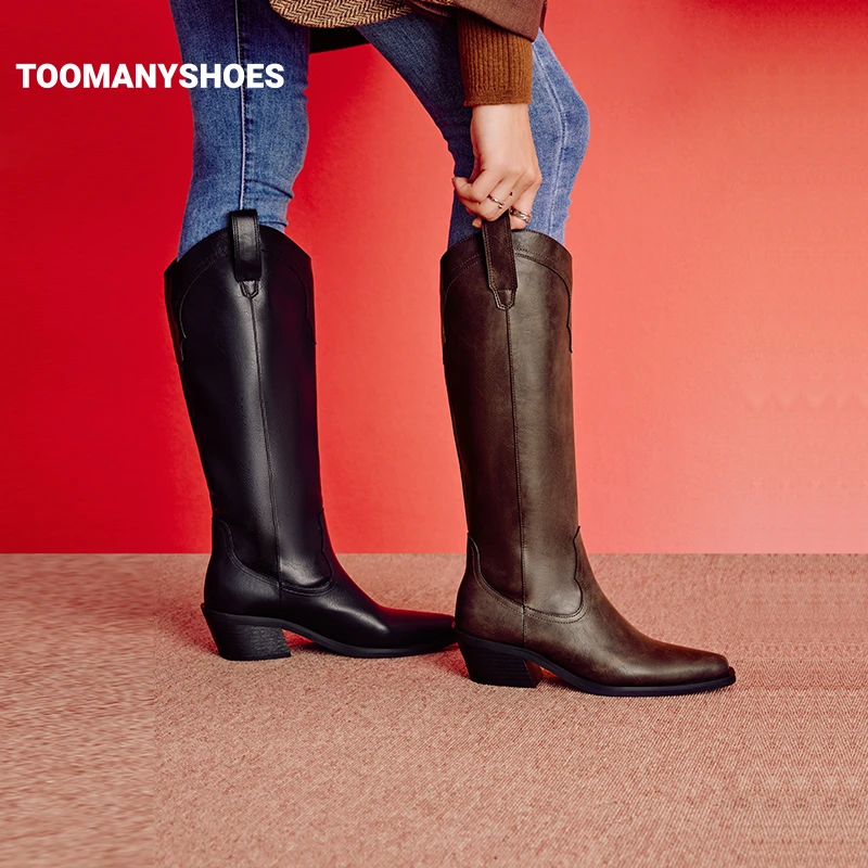 Toomanyshoes靴子海拉尔长靴V型口高筒西部骑士靴