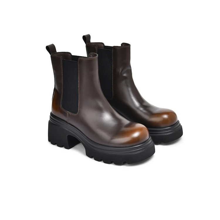 Toomanyshoes靴子2024秋冬新款公路旅行厚底增高烟筒靴切尔西短靴